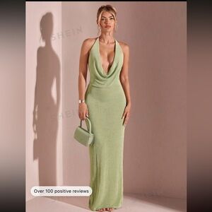 Sage green halter backless maxi dress 🥝